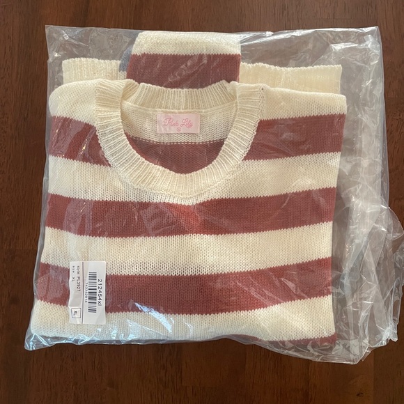 Pink Lily Red and Blue Striped Sweater - Picture 5 of 5